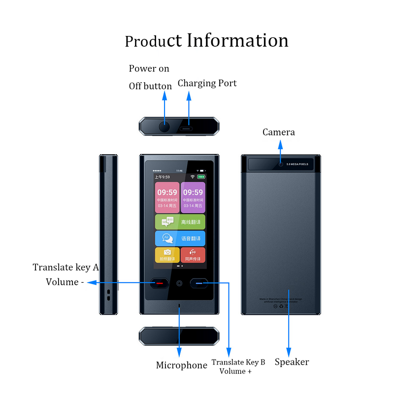 Translator Manufacturer - Z9 Smart Voice Portable Accurate with Real Time Language 3.0 Inches Touch Screen Device
