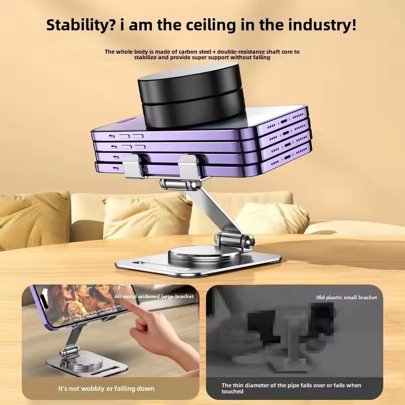 Phone Stand Manufacturer - Metal Aluminum Alloy Rotatable Desktop Foldable Lazy Frame for iPhone 17 Pro Max Tablet