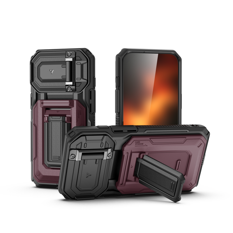 Phone Case Manufacturer - TPU Mechanical Anti-Fall Hard Core with Lens Protection Invisible Bracket Card Slot 2-in-1 for iPhone 17