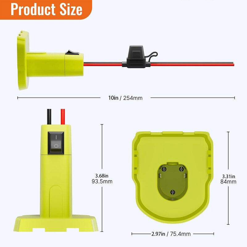 Power Adapter Manufacturer - Wholesales High Quality 18V Battery Converter Kit With Fuses Charging Connectors for Ryobi for Car