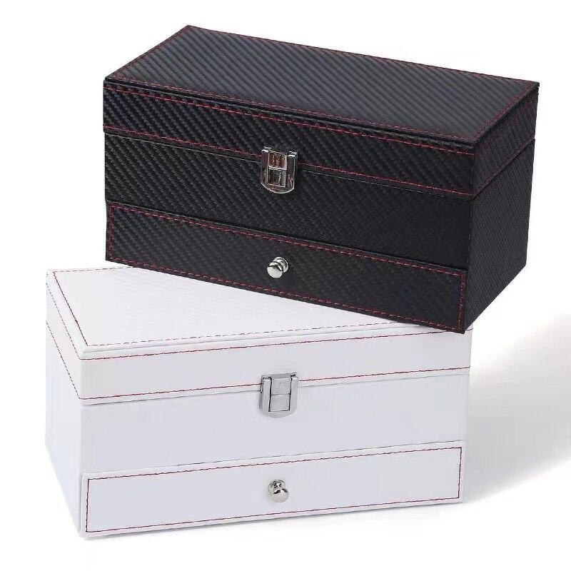 Jewelry Box Manufacturer - Men's Gift Box Double Layer PU Leather 4 Compartment Storage Protective for Rings Watches