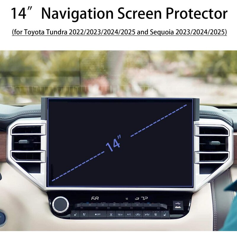 Screen Protector Manufacturer - Tempered Glass for Toyota Sequoia 14 Inch 2023~2025 Navigation Touchscreen High Clear 9H