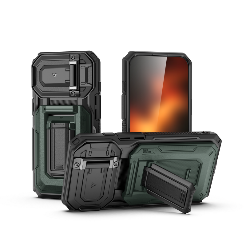 Phone Case Manufacturer - TPU Mechanical Anti-Fall Hard Core with Lens Protection Invisible Bracket Card Slot 2-in-1 for iPhone 17