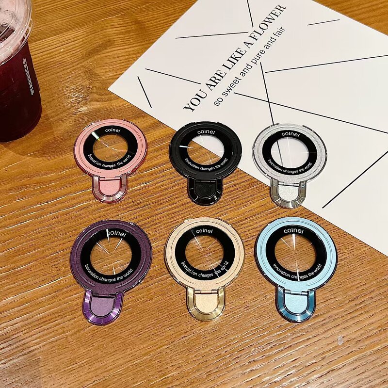 Phone Stand Manufacturer - Fashion Electroplated Finger Ring Support Desktop Lazy Retractable Sticky Holder