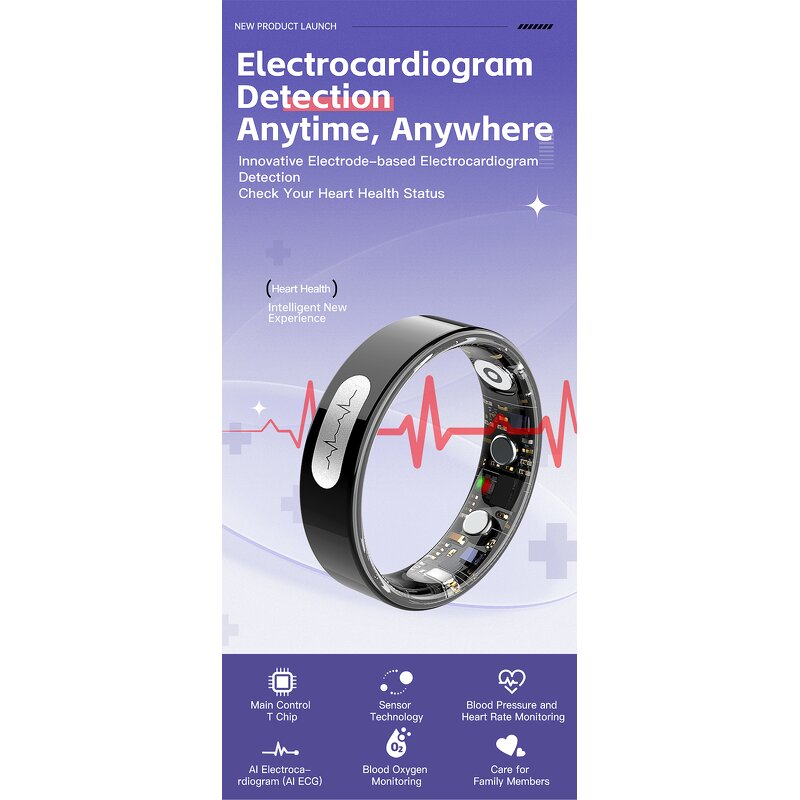 Smart Ring Manufacturer - H10 App Control Heart Rate/Blood Oxygen 5ATM Waterproof Fitness ECG Smart Rings