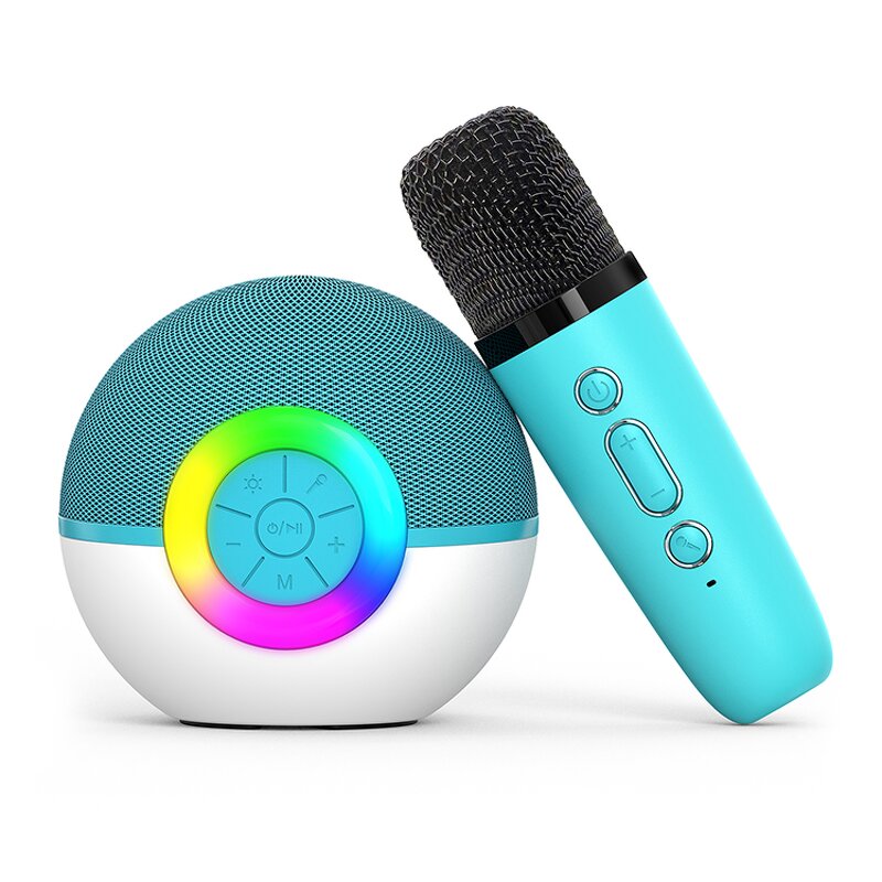 Bluetooth Speaker Manufacturer - Portable Outdoor Party T97 with 2 Wireless Microphone for Singing LED Mini