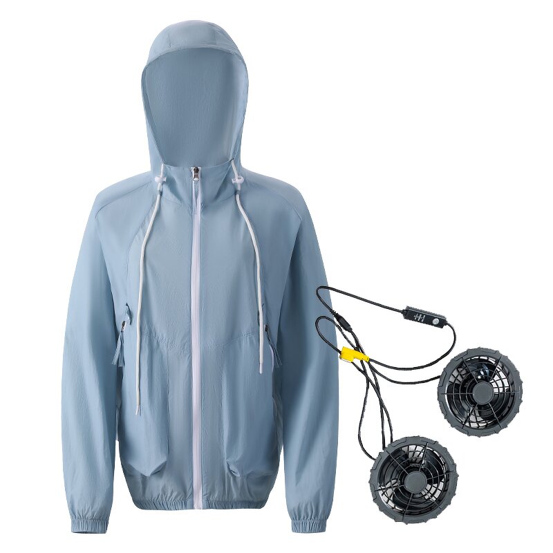 Cooling Jacket Manufacturer - Casual Hooded Sunscreen Thin Coat Breathable Heat Dissipation Fan Air Conditioning for Summer