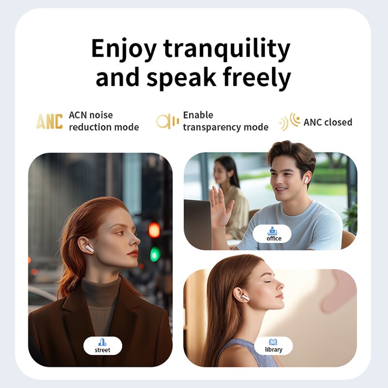 TWS Earphones Manufacturer - LX-50 Touch Display ANC ENC Noise Cancelling Remote Control AI Translator Gaming In-ear