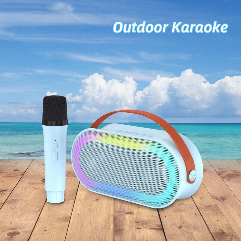 Portable Speaker Manufacturer - Popular P6 HandHeld HIFI With Wireless Microphone Karaoke Outdoor with LED Light