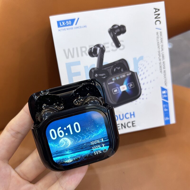 TWS Earphones Manufacturer - LX-50 Touch Display ANC ENC Noise Cancelling Remote Control AI Translator Gaming In-ear