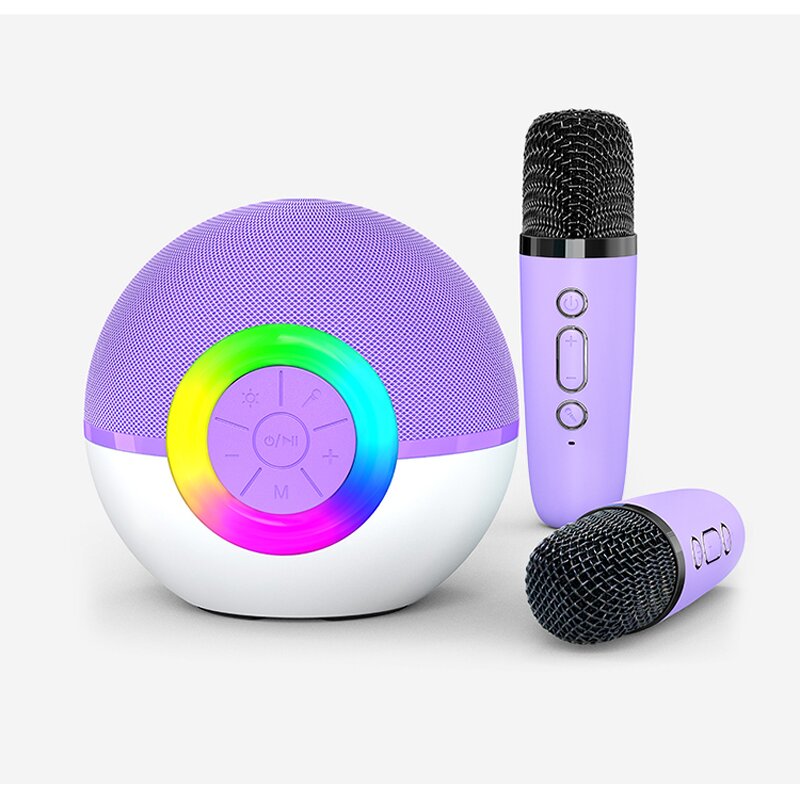 Bluetooth Speaker Manufacturer - Portable Outdoor Party T97 with 2 Wireless Microphone for Singing LED Mini