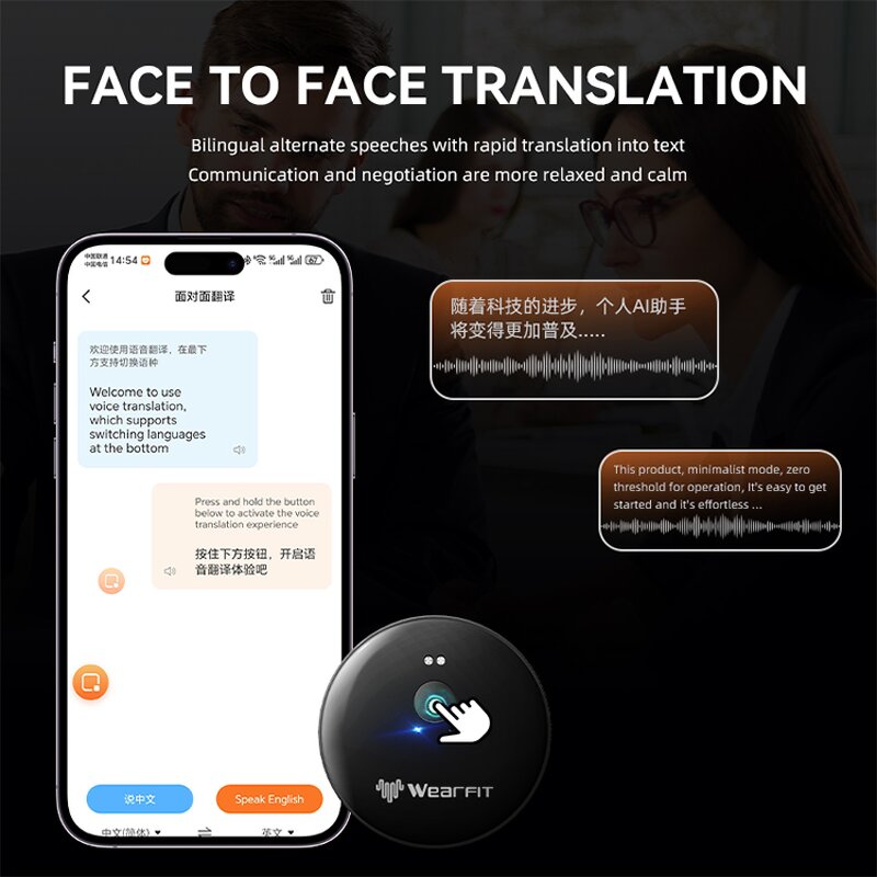 AI Translator Manufacturer - 2025 Newest Portable Face-to-face 50+ Languages Easy Travel AI 102 Phone Assistant