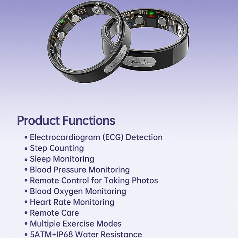 Smart Ring Manufacturer - 2025 New H10 ECG Heart Rate Blood Oxygen 5ATM Waterproof Step Counter Fitness