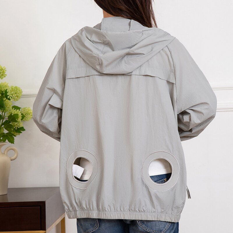 Cooling Jacket Manufacturer - Casual Hooded Sunscreen Thin Coat Breathable Heat Dissipation Fan Air Conditioning for Summer