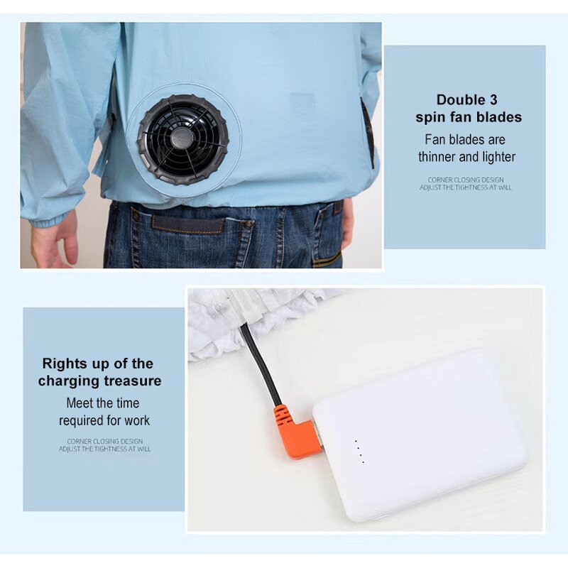 Cooling Jacket Manufacturer - Casual Hooded Sunscreen Thin Coat Breathable Heat Dissipation Fan Air Conditioning for Summer