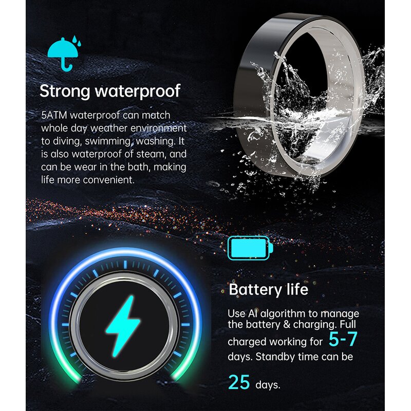 Smart Ring Manufacturer - TM22 Sports Tracking Waterproof Heart Rate Sleep Analysis Health Digital Fitness Rings