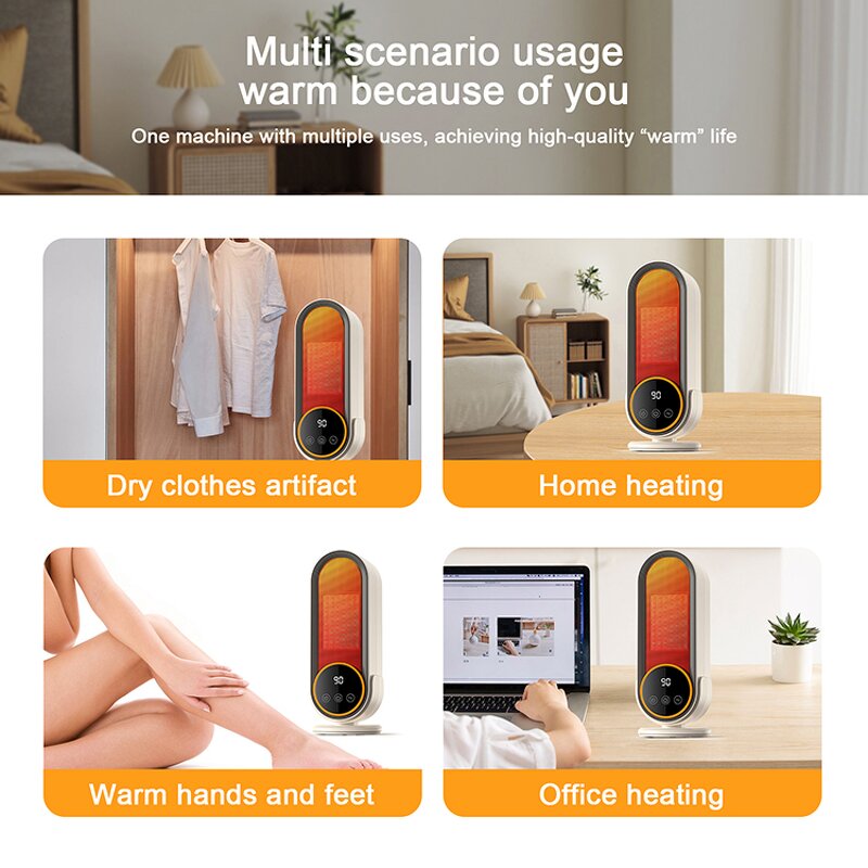 Electric Heater Manufacturer - High Quality Portable 1200W Fast Heating Air Fan Winter Instant PTC Ceramic for Bedroom Desk