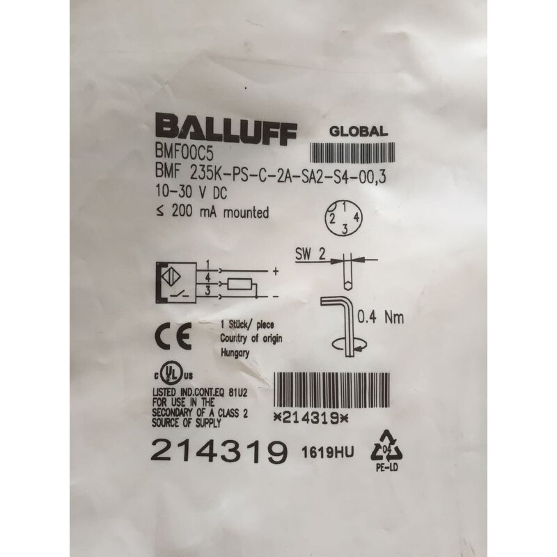Sensor Manufacturer - Balluff Bmf00c5 BMF 235k-ps-c-2a-sa2-s4-00 3 Original