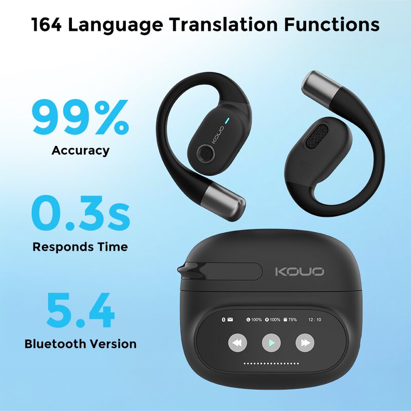 Open-Ear Sport Earphones Manufacturer - OWS Mini BT 5.4 Touch Screen IPX5 Digital Display for Music Gaming
