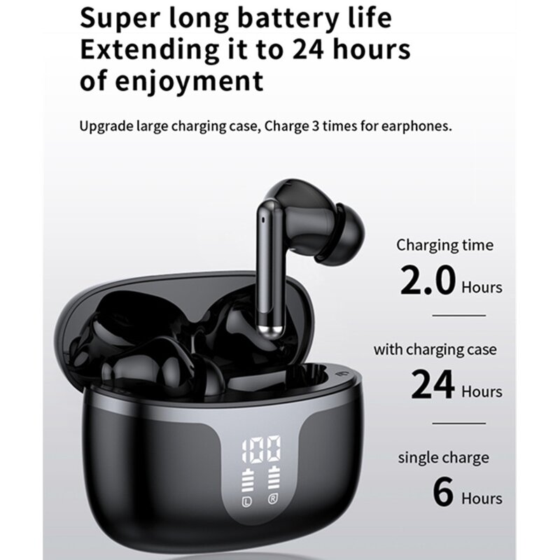 Stereo Earplugs Manufacturer - S48 Mini True Wireless BT5.3 with ENC IPX4 Low Latency Digital Display JL Chipset
