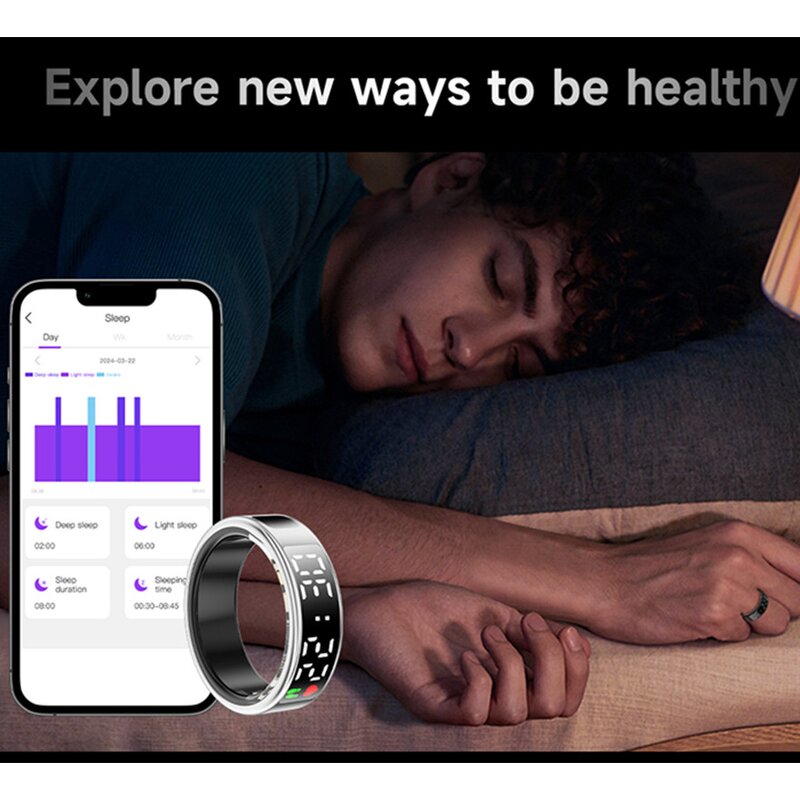 Smart Ring Manufacturer - Stainless Steel Digital Touch Screen App IP68 Waterproof Android Sleep Step Counter