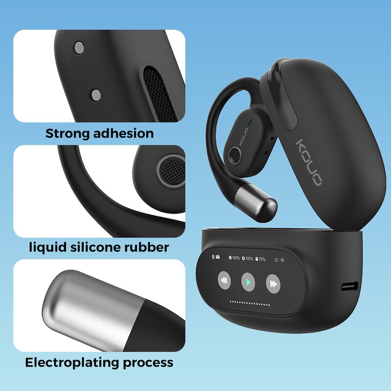 Open-Ear Sport Earphones Manufacturer - OWS Mini BT 5.4 Touch Screen IPX5 Digital Display for Music Gaming