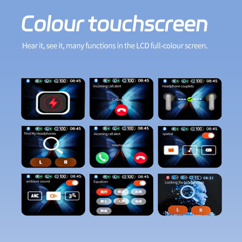 In-Ear Headphones Manufacturer - True Wireless Hifi V5.4 Touch Screen Noise Cancelling Digital Display