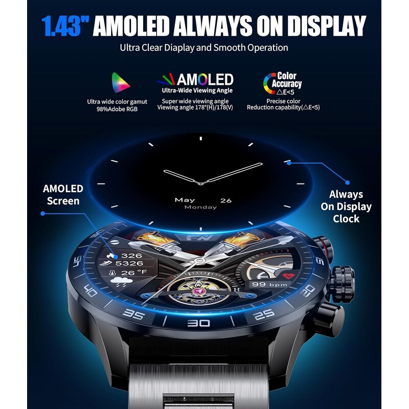 Smart Watch Manufacturer - Men Women's Motion Detection Full Touch HD AMOLED BT Call & Heart Rate Chronograph