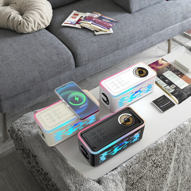 Wireless Charger Speaker Manufacturer - Fast Charging White Sound RGB Light Portable Plastic Battery-Powered