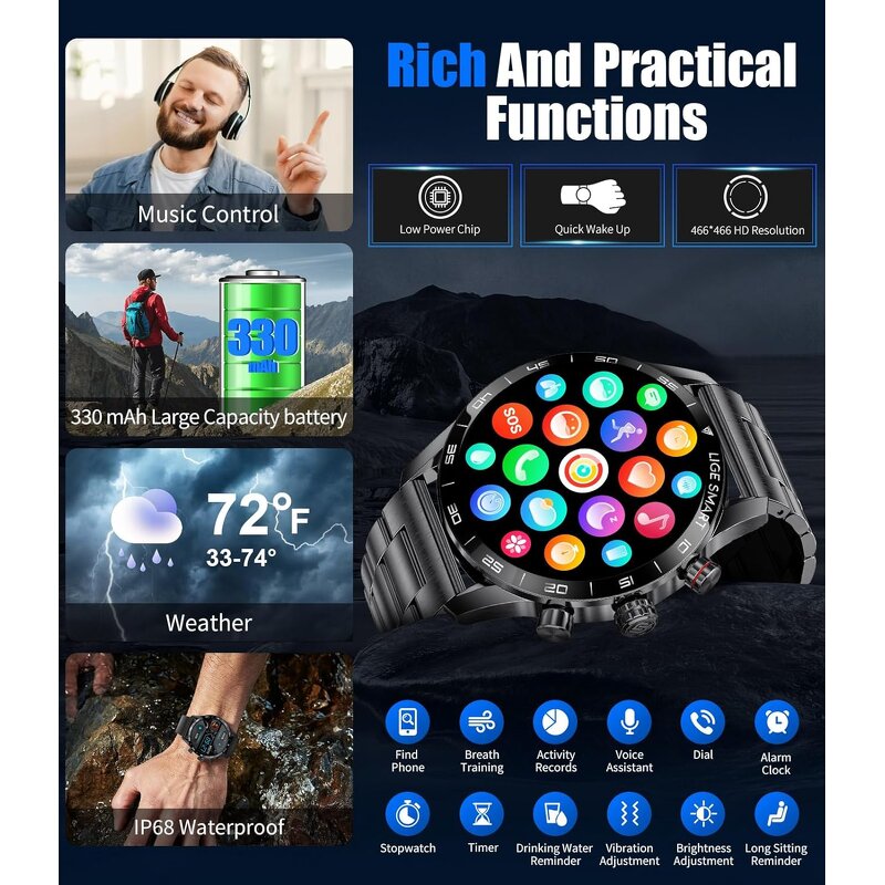 Smart Watch Manufacturer - Men Women's Motion Detection Full Touch HD AMOLED BT Call & Heart Rate Chronograph