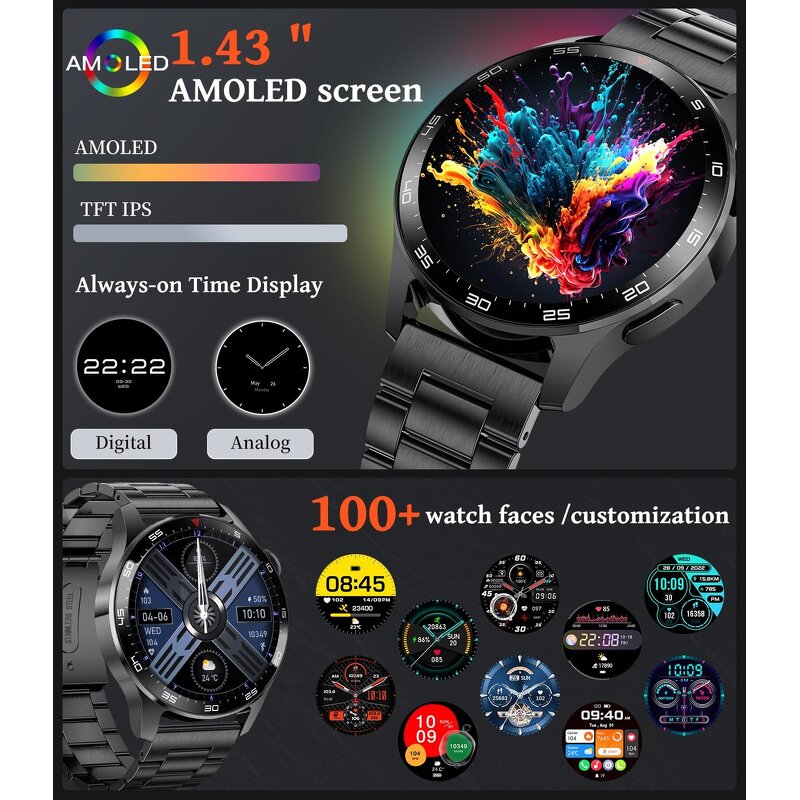Smart Watch Manufacturer - 1.43 Inch AMOLED IP68 Outdoor Sports Bluetooth Call Quick One Key Durable