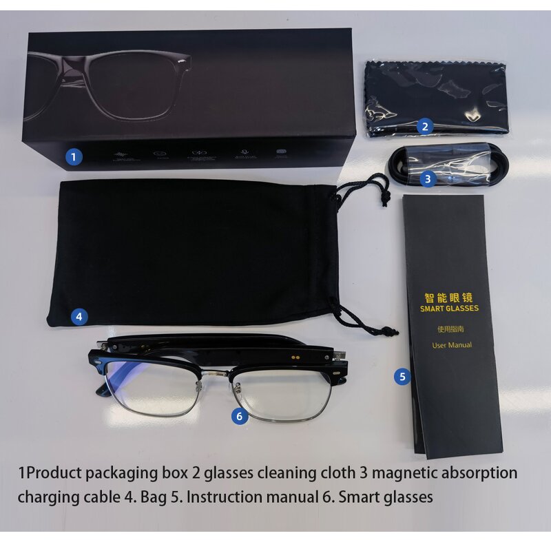Smart Glasses Manufacturer - Wholesale IP65 Black Intelligent Call Multifunctional Fashionable