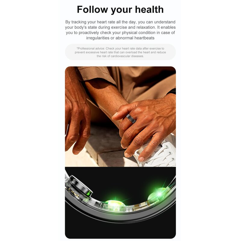 Smart Ring Manufacturer - App Controlled IP68 Waterproof Display Steel Charging Case Fitness Health Monitoring