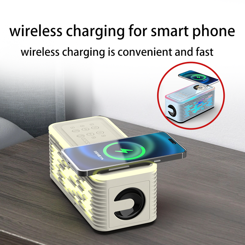 Wireless Charger Speaker Manufacturer - Fast Charging White Sound RGB Light Portable Plastic Battery-Powered