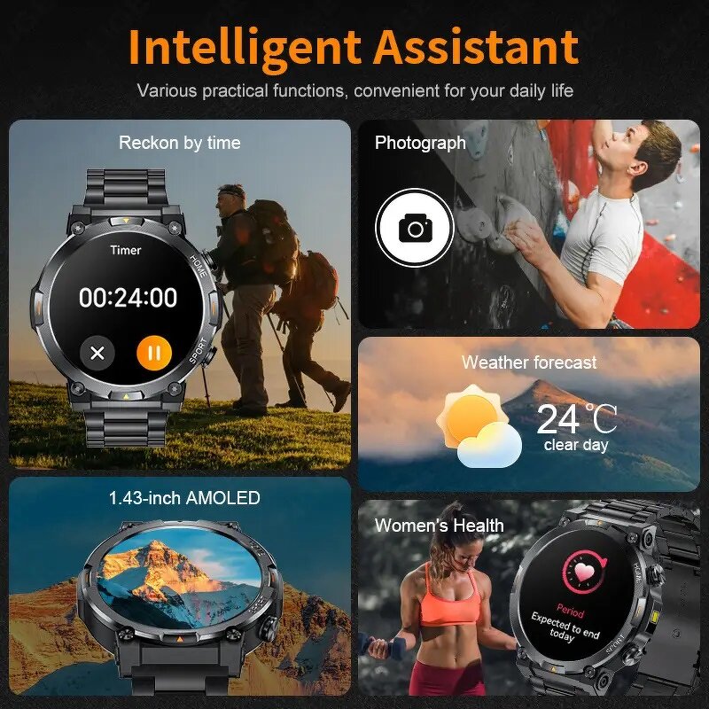 Smart Watch Manufacturer - AMOLED HD Full Touch Metal Heart Rate Sleep Call Reminder Activity Alarm for Men Women