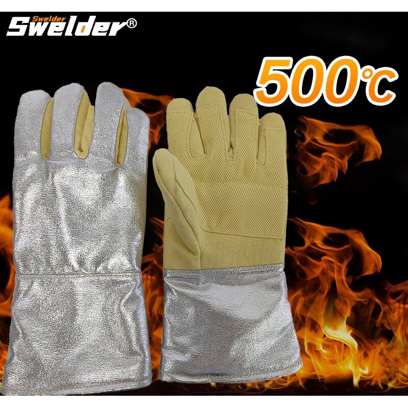 Work Gloves Manufacturer - Swelder EN407 Contact Heat to 500°C Aramid & Aluminum Foil for Metallurgy
