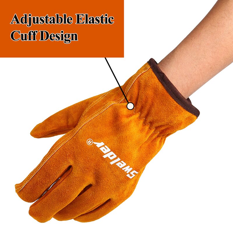 Work Glove Manufacturer - Swelder 2024 Hot Sale 10" Length Yellow Cowhide Leather