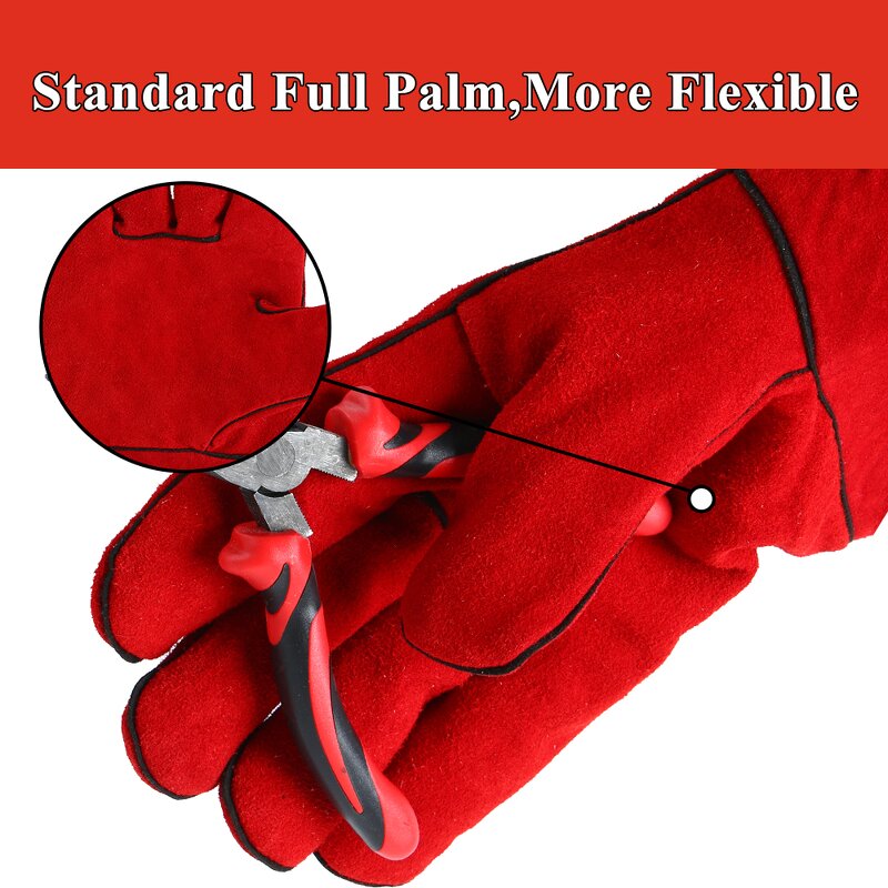 Welding Gloves Manufacturer - Swelder 14" Length F8100 Red Shoulder Split Cowhide with Reinforced Thumb