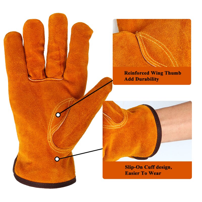Work Glove Manufacturer - Swelder 2024 Hot Sale 10" Length Yellow Cowhide Leather