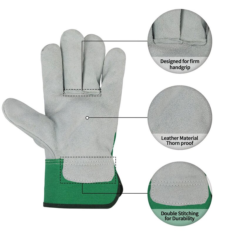 Work Gloves Manufacturer - Swelder 10.5inch Green Cowhide Leather Rigger for Metal Processing