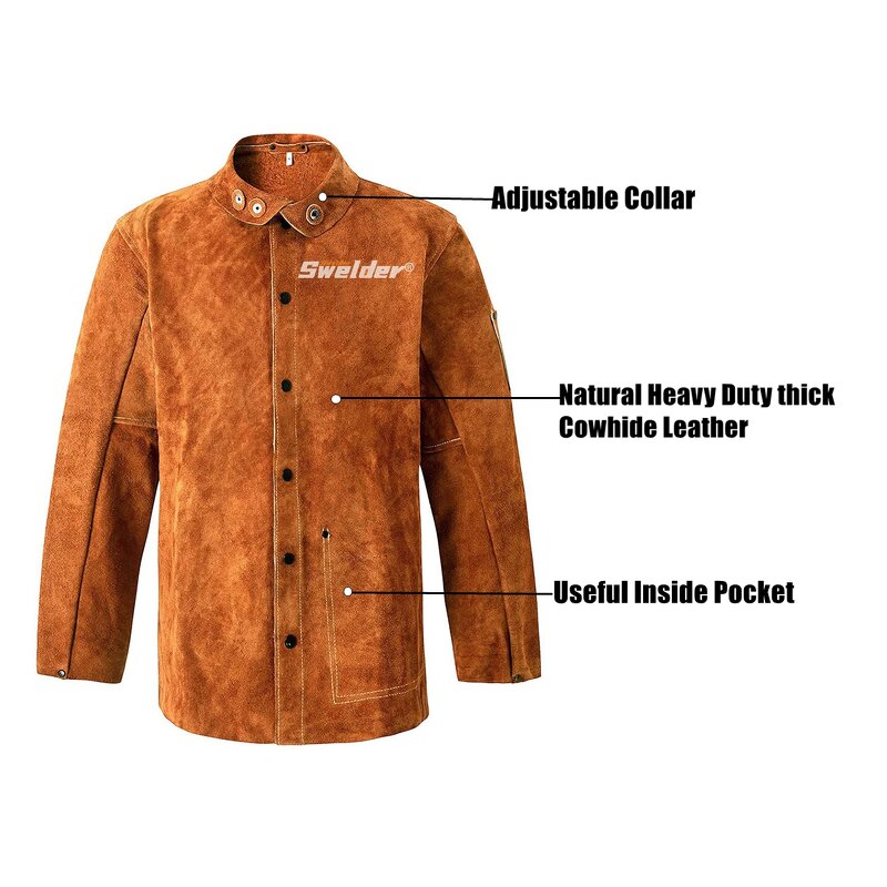 Welding Jacket Manufacturer - Swelder Premium Heavy Duty Split Cowhide Leather Flame-Resistant for Stick Welding