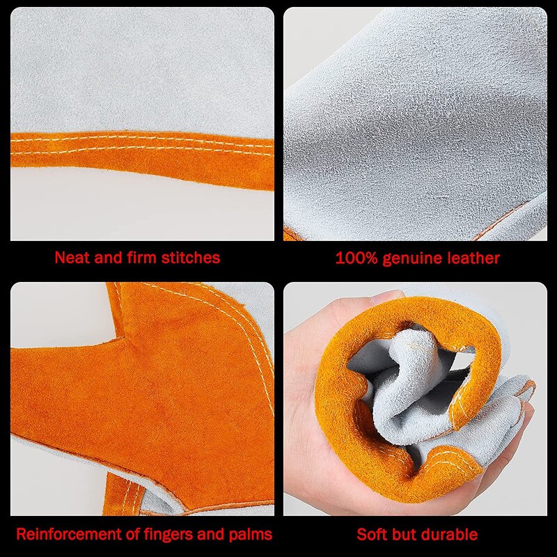 Welding Gloves Manufacturer - SWELDER 14INCH Gray Yellow Split Cowhide Leather with Cotton Liner