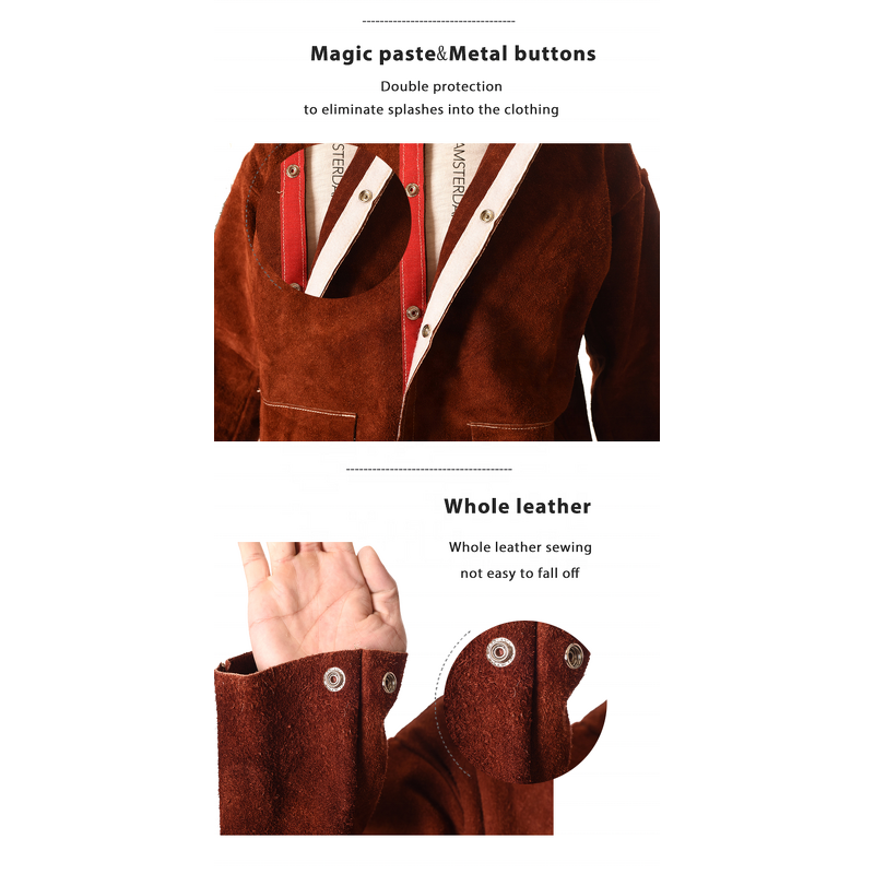 Welding Jacket Manufacturer - Swelder 2024 Factory Customize Heavy Duty Leather Flame Resistant Overall Suit with Sleeve