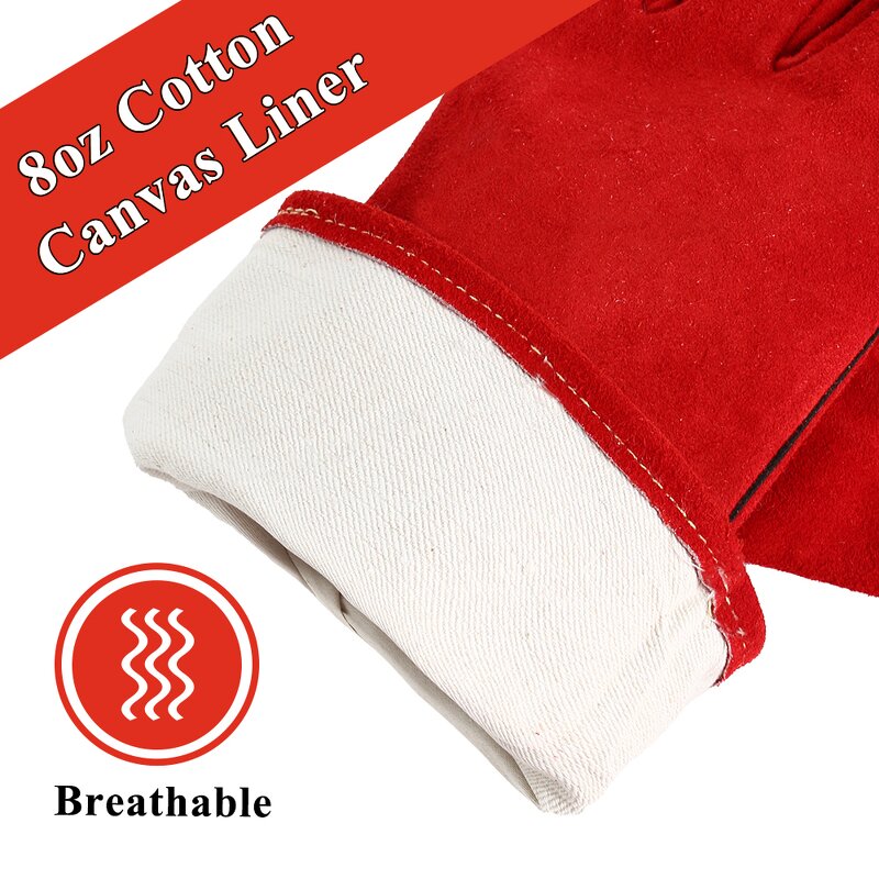 Welding Gloves Manufacturer - Swelder 14" Length F8100 Red Shoulder Split Cowhide with Reinforced Thumb