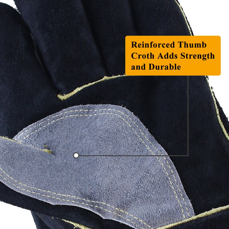 Welding Gloves Manufacturer - Swelder Premium 14inch Black Cowhide Leather for BBQ Welding Stove