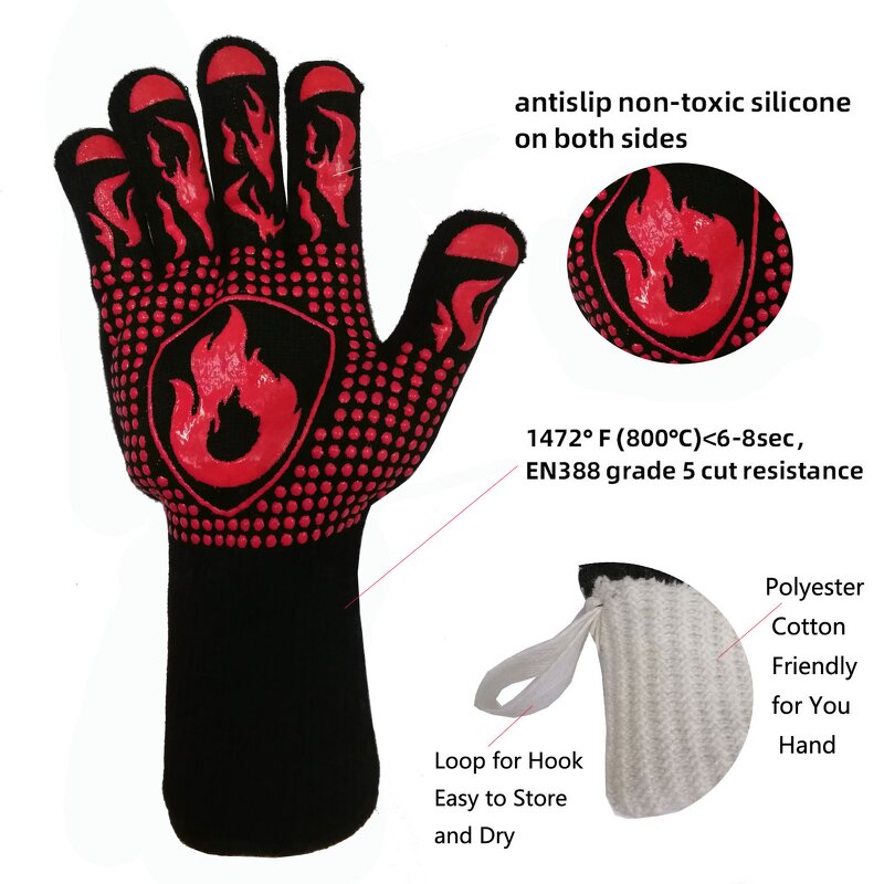 BBQ Grill Gloves Manufacturer - Sunshine CE 932F and 1472F BSCI Heat Resistant Kitchen Oven Mitt