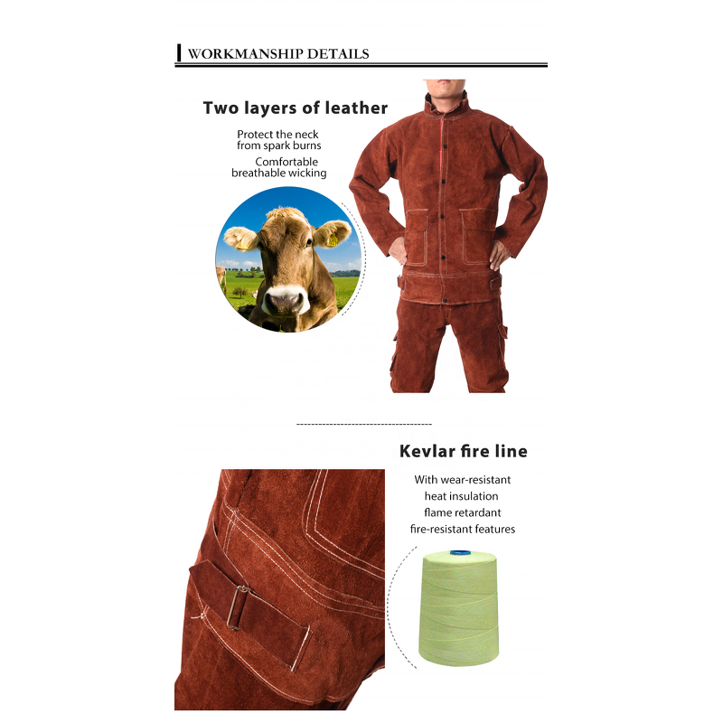 Leather Welding Suits Manufacturer - Swelder Premium Hot Sale Heavy Duty Cowhide Split Overalls