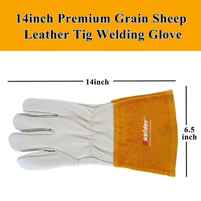 Welding Gloves Manufacturer - SWELDER 14inch Pearl Natural Goatskin Leather Spark-Resistant Arc TIG