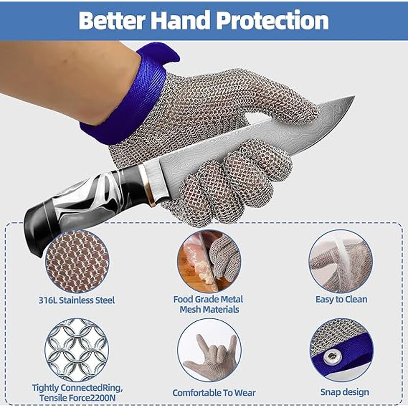 Cut Resistant Gloves Manufacturer - SUNSHINE 316L S M L XL Level 9 Stainless Chainmail for Meat Cutting
