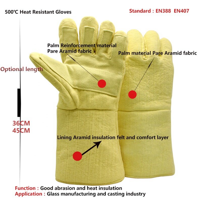 Work Gloves Manufacturer - Swelder Aramid 500°C High Temperature Heat Resistance with Cotton Liner for Furnace